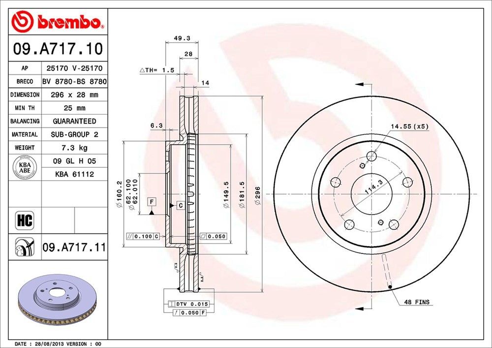 2015, 2014, 2013, 2012, 2011, 2010, 2009, 2008, 2007, 2006 Lexus IS250 Disc Brake Rotor