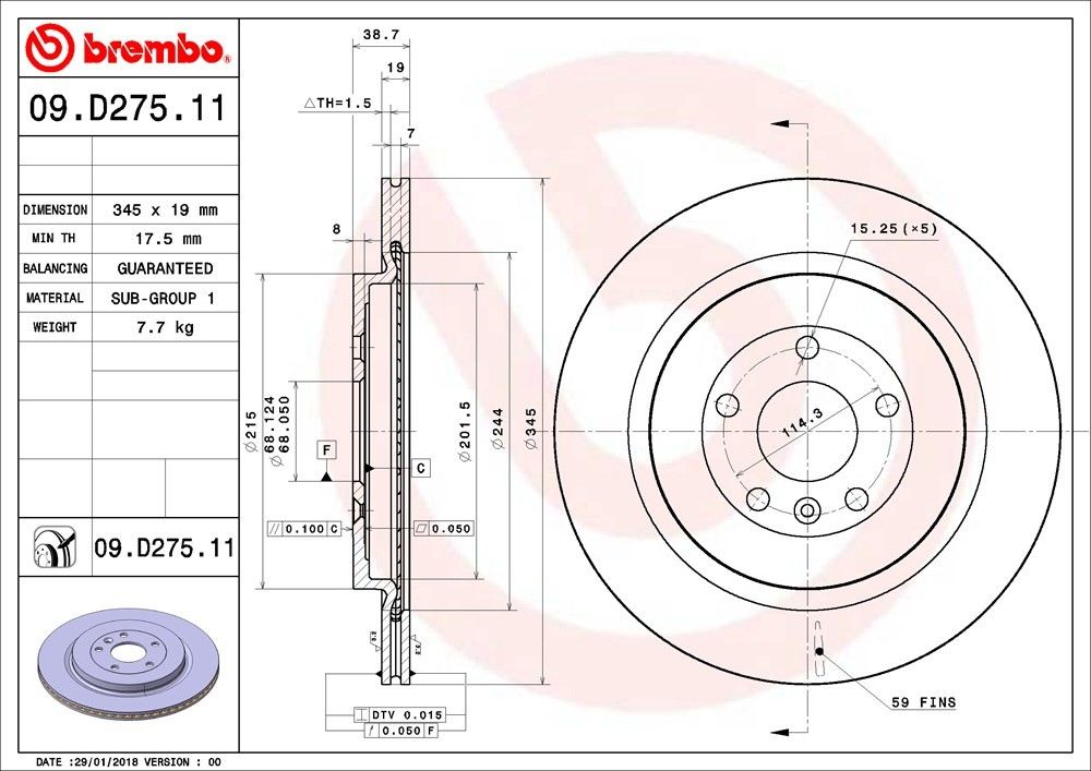 2019, 2018, 2017, 2016, 2015, 2014, 2013 Ford Explorer Disc Brake Rotor