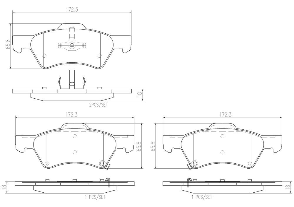 2007, 2006, 2005, 2004, 2003, 2002, 2001 Dodge Caravan & Country Disc Brake Pad Set