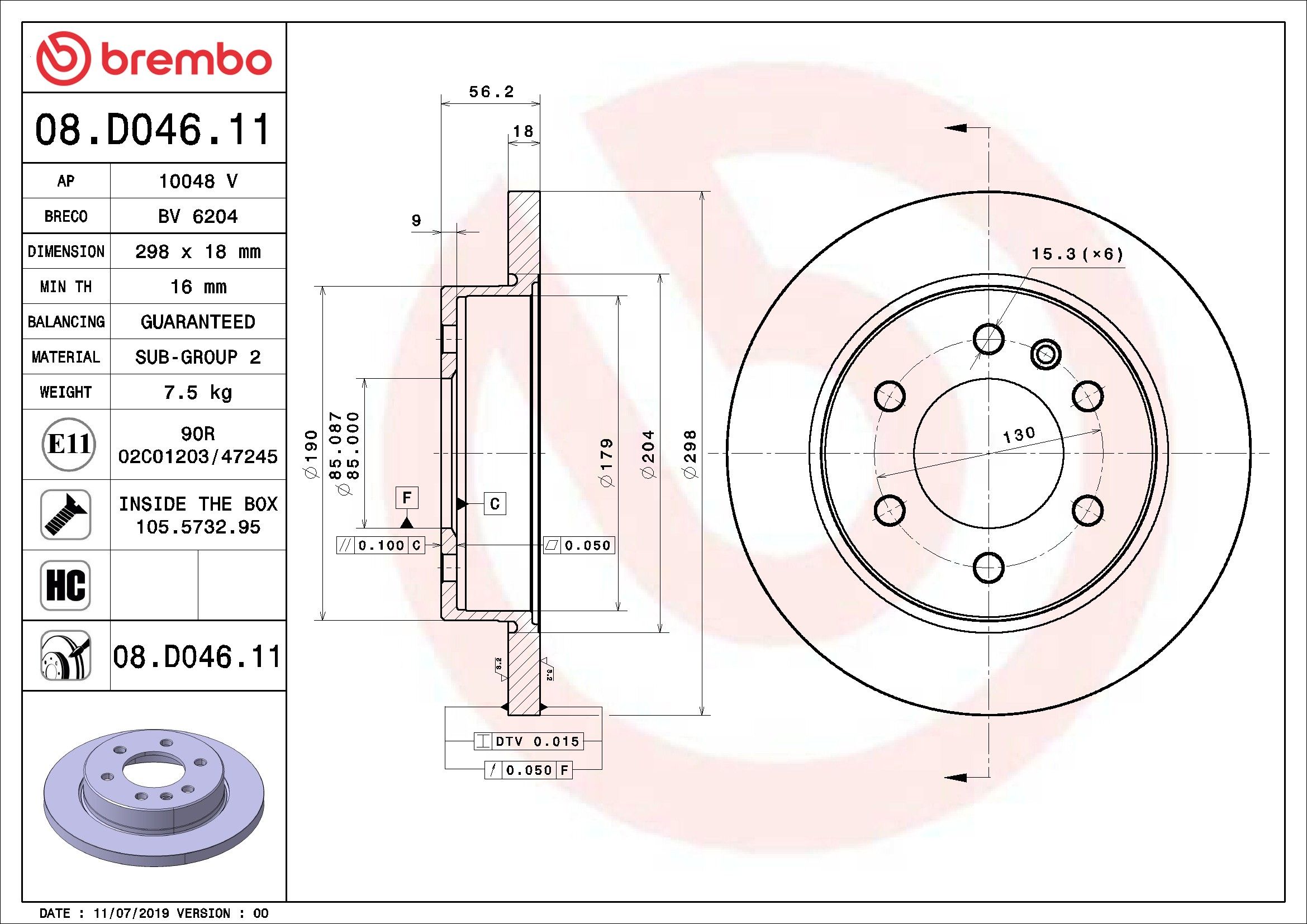 2022, 2021, 2020, 2019 Mercedes-Benz Sprinter 2500 2019-2022 Mercedes-Benz Sprinter 1500 Disc Brake Rotor