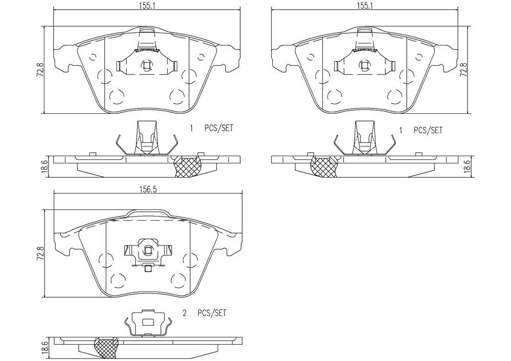 2013, 2012, 2011, 2010, 2009, 2008, 2007 Mazda 3 Disc Brake Pad Set