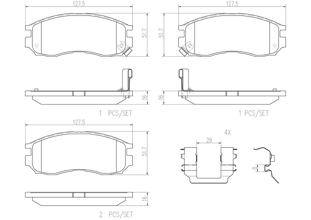 1996, 1995, 1994, 1993 Eagle Summit Disc Brake Pad Set