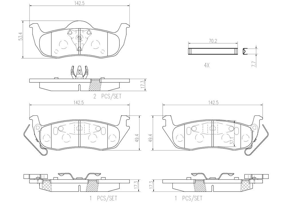 2010, 2009, 2008, 2007, 2006 Jeep Commander Disc Brake Pad Set