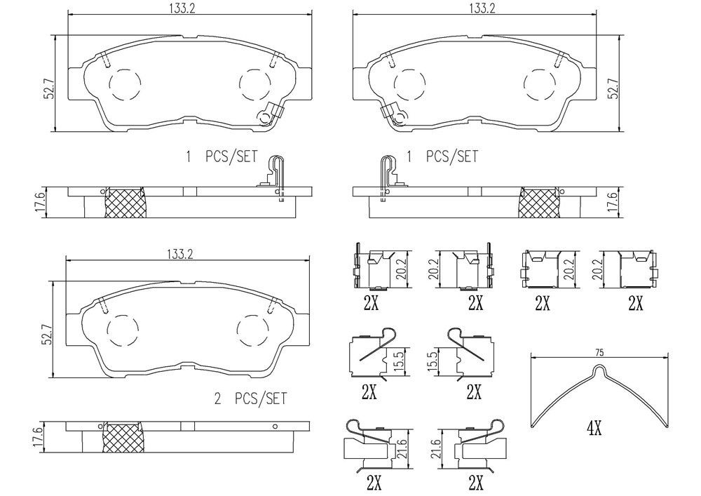 1993, 1992 Lexus ES300 Disc Brake Pad Set