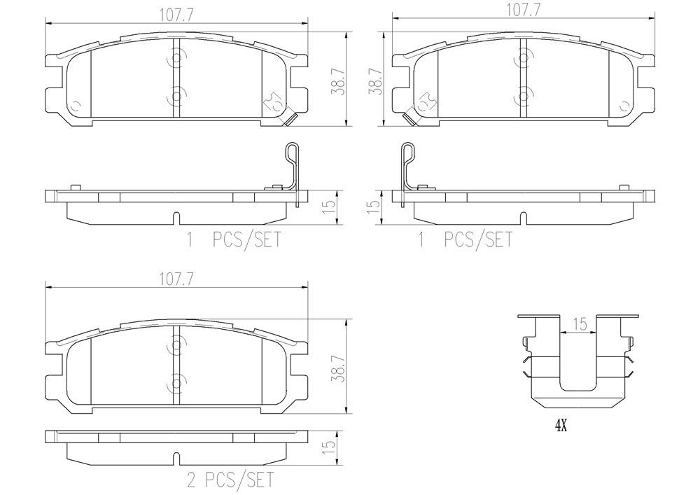 1999, 1998, 1997, 1996, 1995, 1994, 1993, 1992, 1991, 1990 Subaru Legacy Disc Brake Pad Set