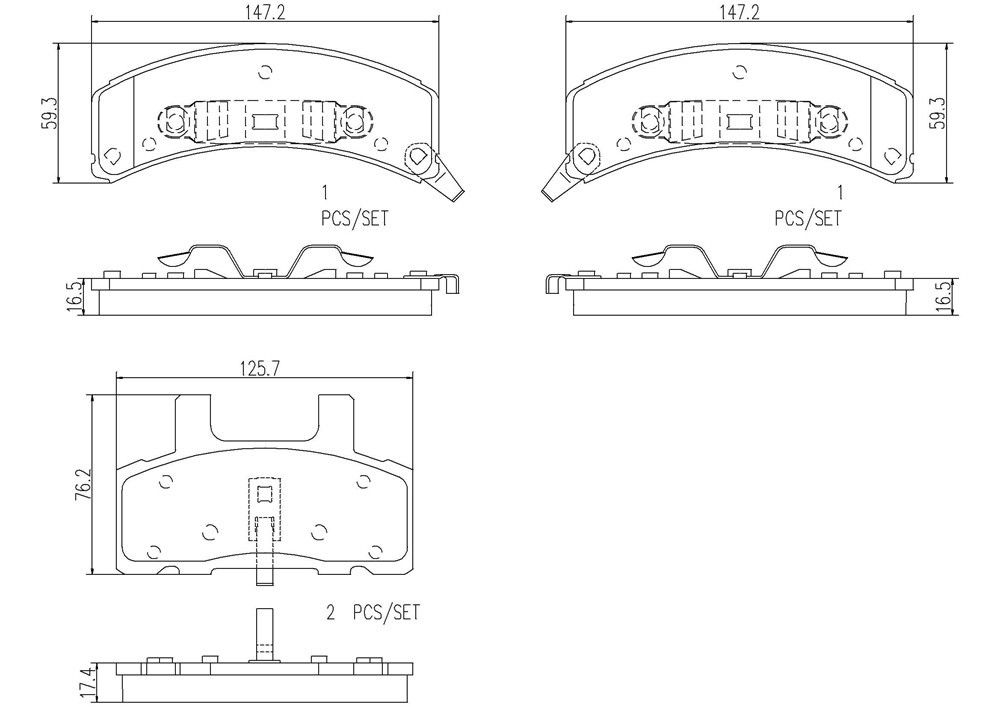 2002, 2001, 2000, 1999, 1998, 1997, 1996, 1995, 1994, 1993, 1992, 1991, 1990 Chevrolet Astro Disc Brake Pad Set
