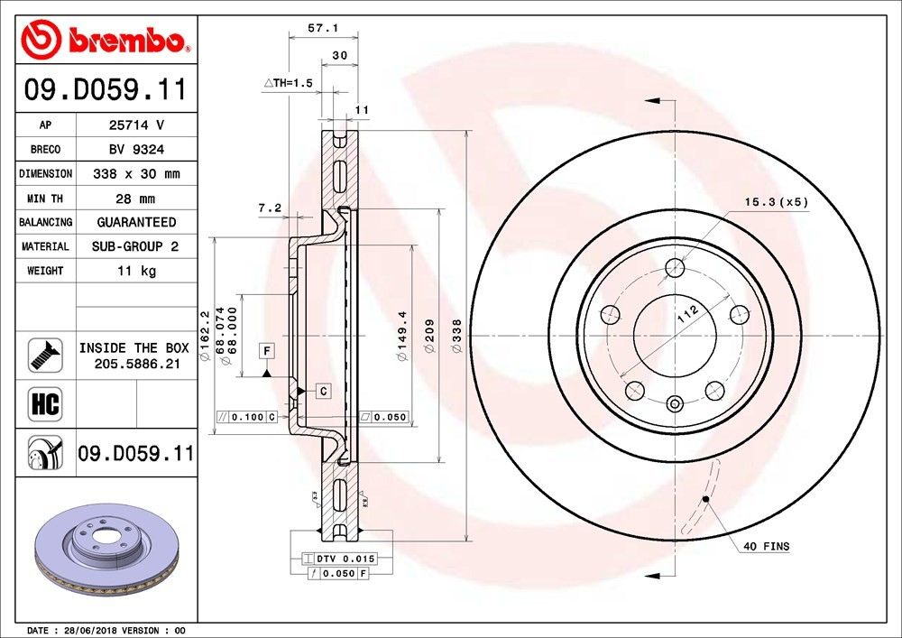 2024, 2023, 2022, 2021, 2020, 2019, 2018 Audi S5 Disc Brake Rotor