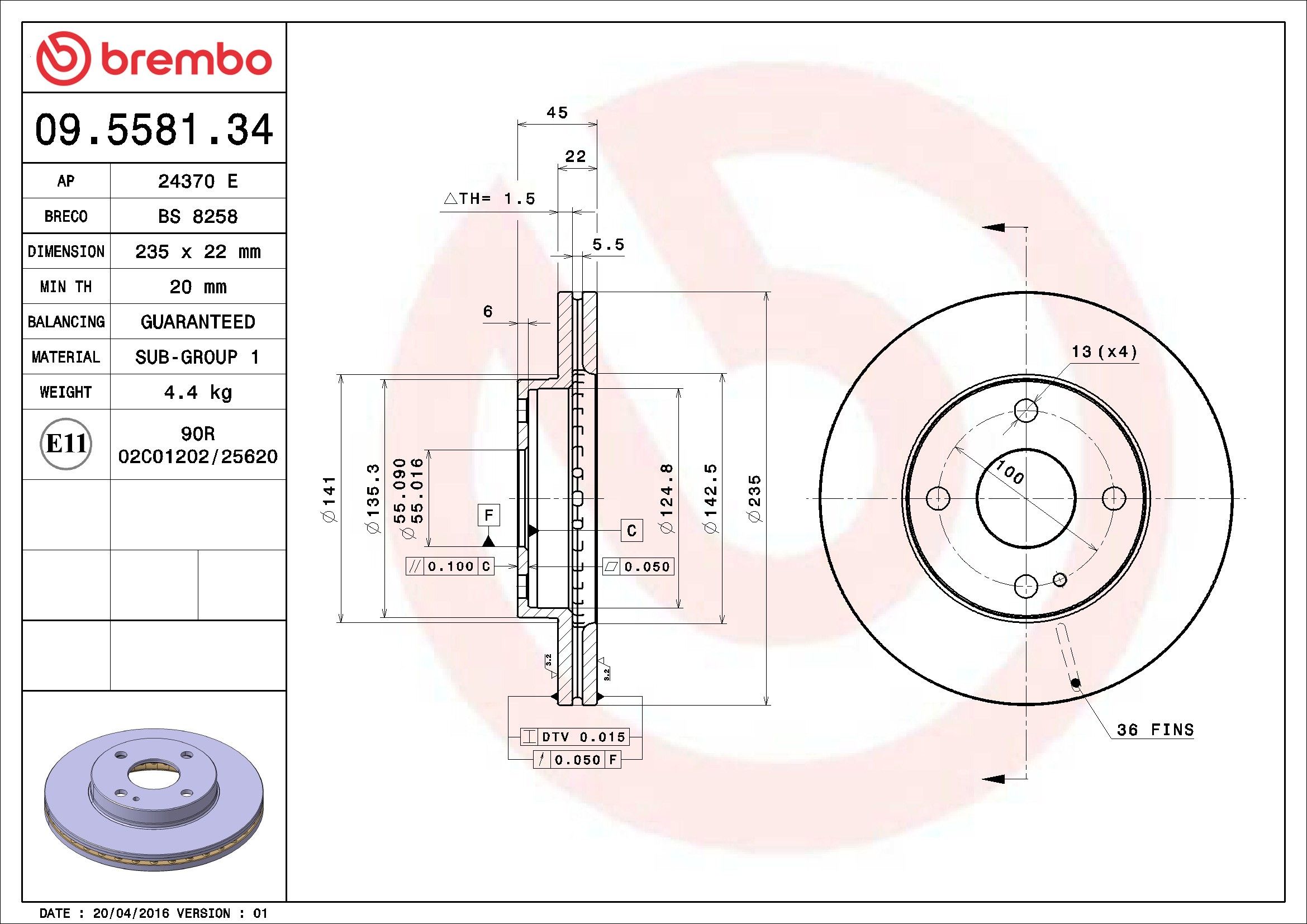 1995 Mazda 323 Disc Brake Rotor