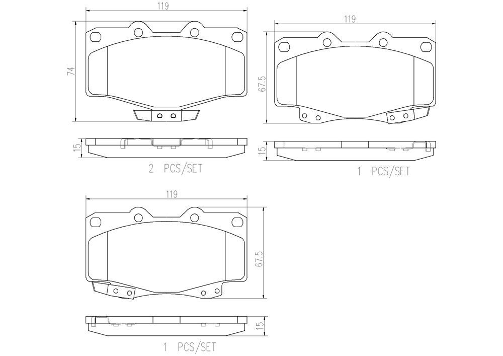 2002, 2001, 2000, 1999, 1998, 1997, 1996, 1995, 1994, 1993, 1992, 1991, 1990 Toyota 4Runner Disc Brake Pad Set