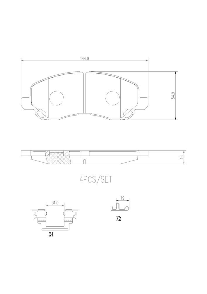 2005, 2004, 2003, 2002, 2001 Dodge Stratus Disc Brake Pad Set