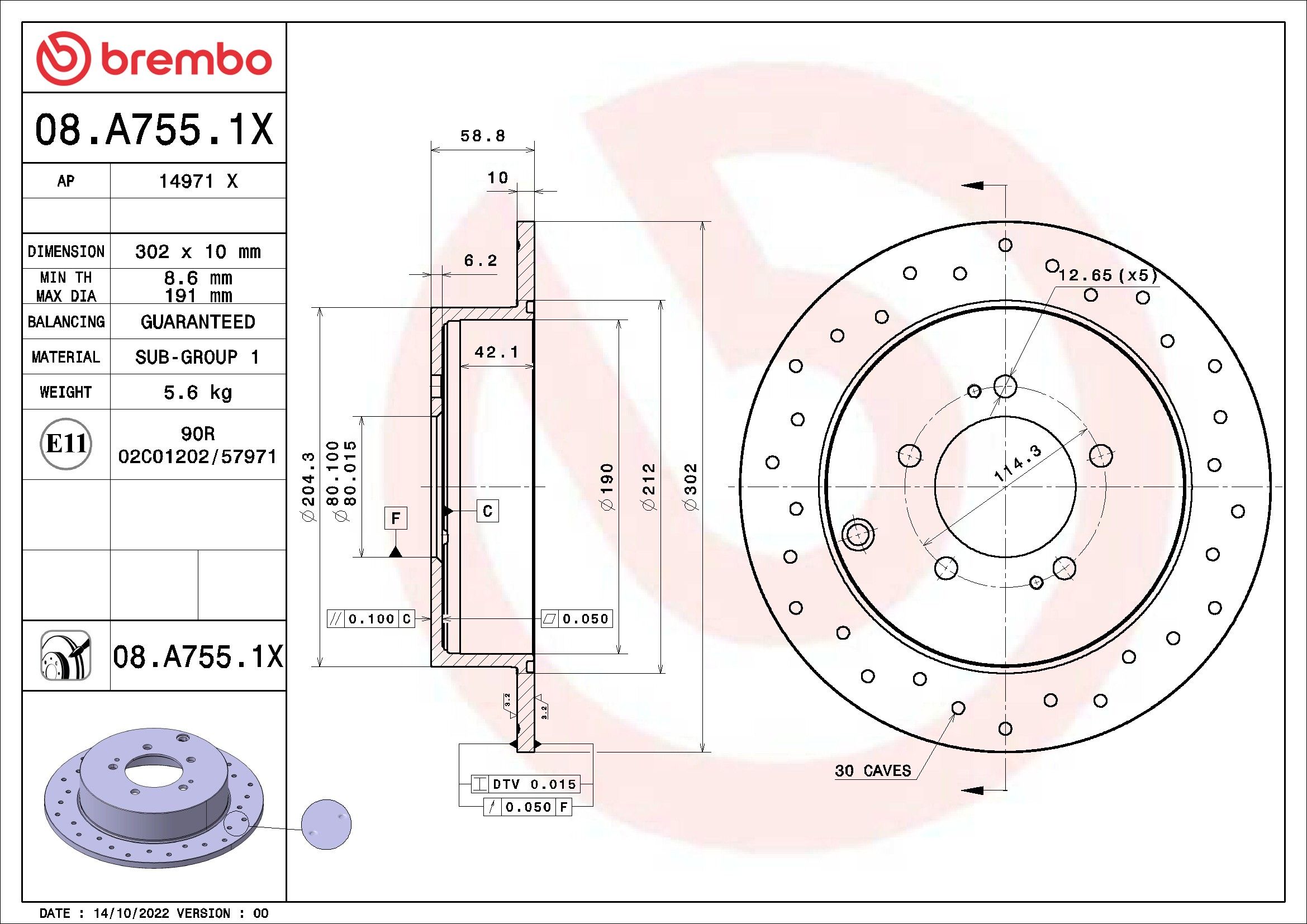 2013, 2012, 2011, 2010, 2009, 2008, 2007 Mitsubishi Outlander Disc Brake Rotor