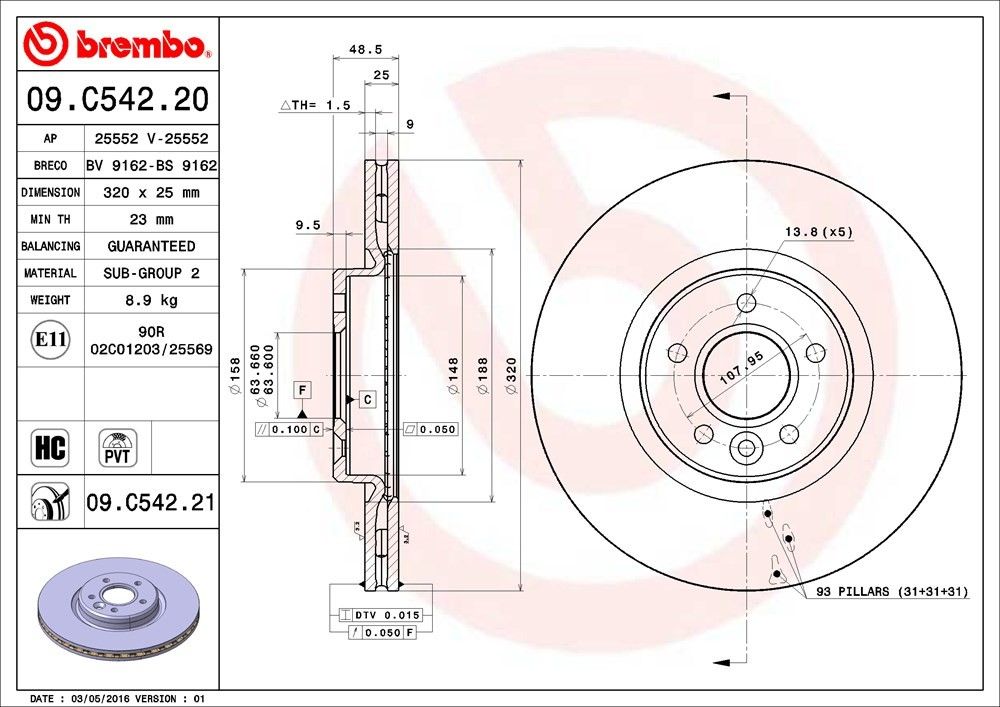 2011 Volvo S40 Disc Brake Rotor