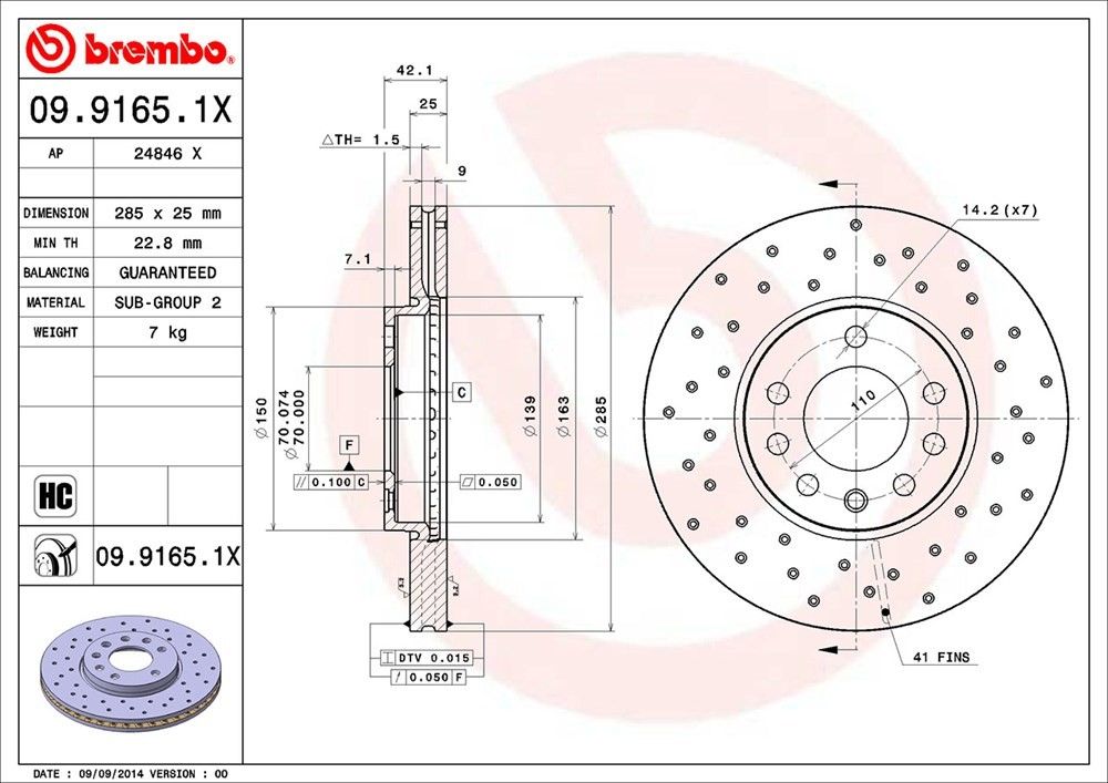 2011, 2010, 2009, 2008, 2007, 2006, 2005, 2004, 2003 Saab 9-3 Disc Brake Rotor