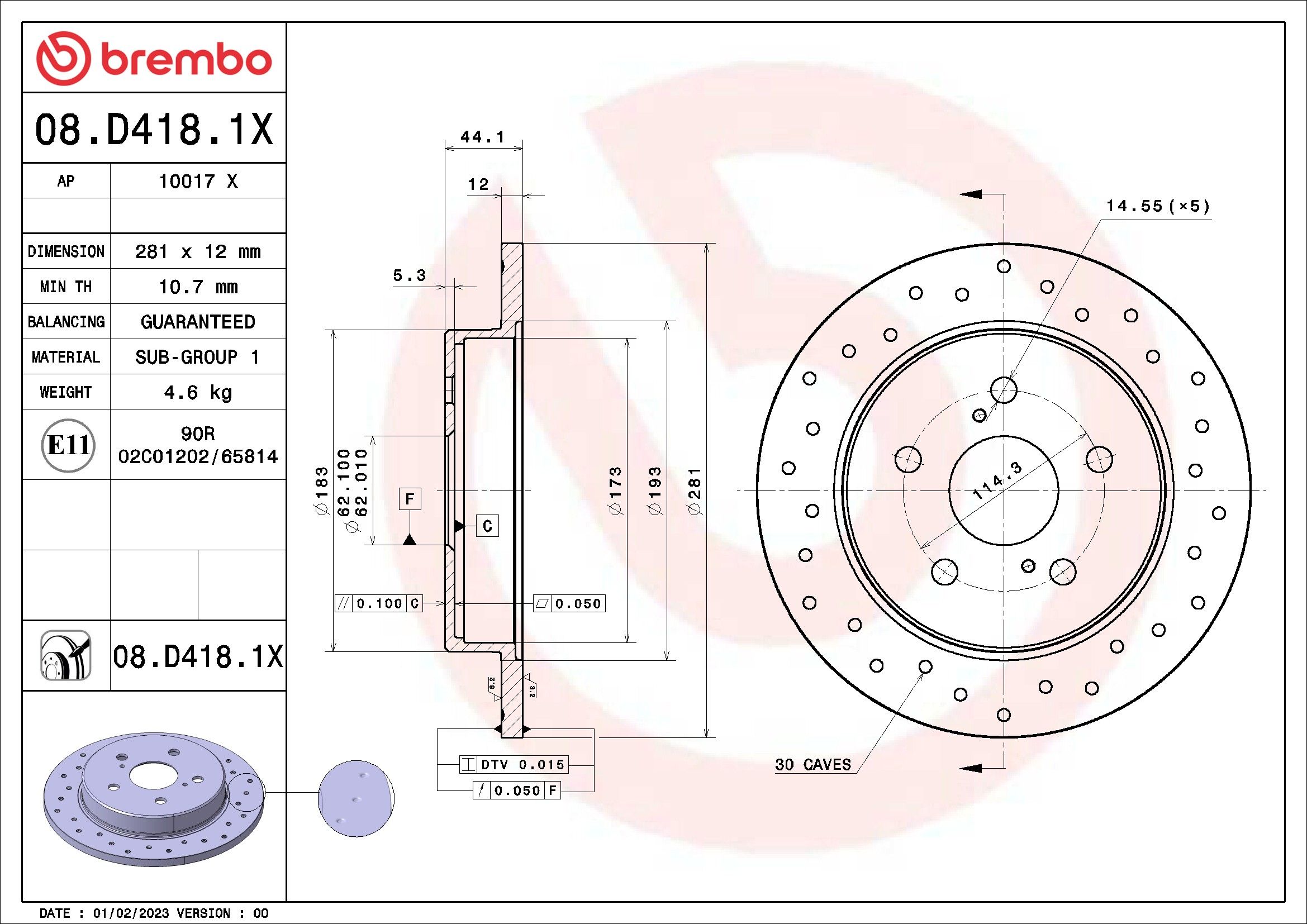 2024, 2023 Toyota Prius Disc Brake Rotor