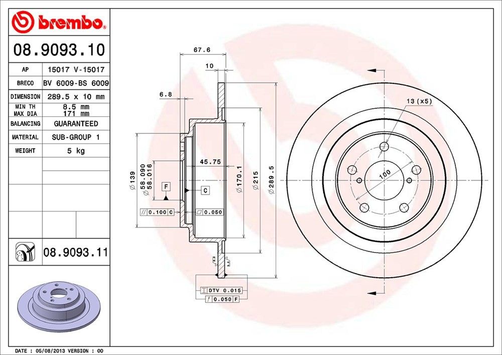 2004, 2003, 2002, 2001, 2000 Subaru Legacy Disc Brake Rotor