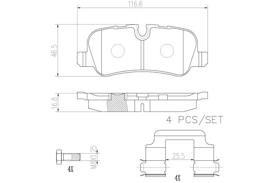 2009, 2008, 2007, 2006, 2005 Land Rover LR3 LR3 Disc Brake Pad Set