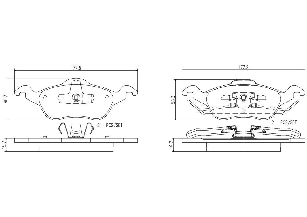 2004, 2003, 2002, 2001, 2000 Ford Focus Disc Brake Pad Set