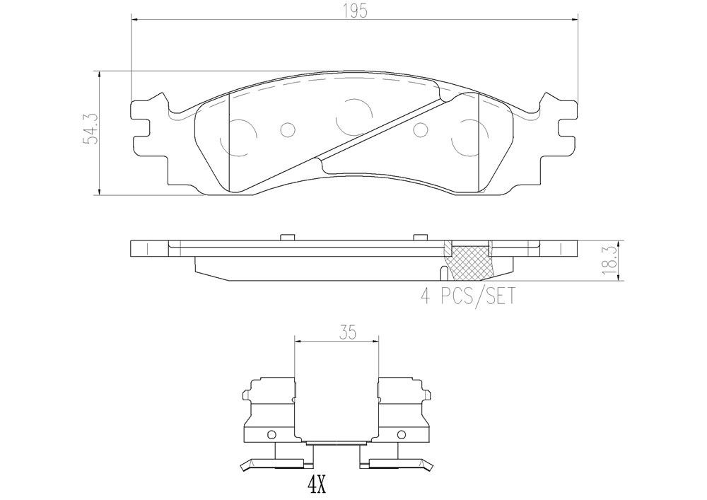 2010, 2009, 2008, 2007, 2006 Ford Explorer Disc Brake Pad Set
