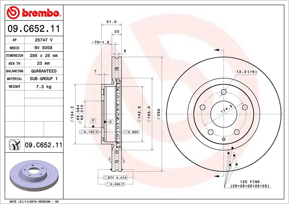 2018, 2017, 2016, 2015, 2014 Mazda 3 Disc Brake Rotor