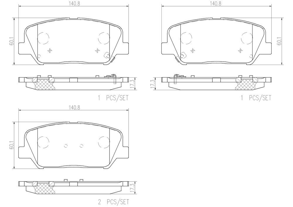 2015, 2014, 2013, 2012, 2011 Kia Optima Disc Brake Pad Set