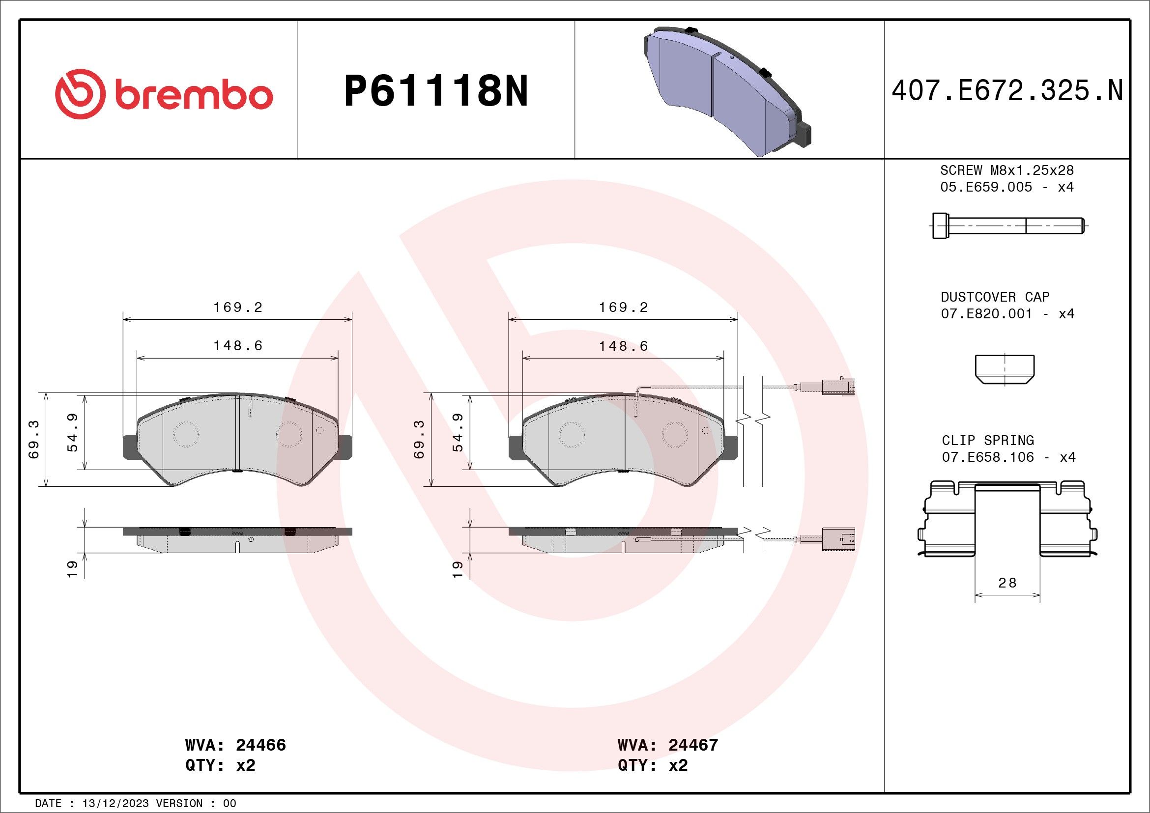 2021, 2020, 2019, 2018, 2017, 2016, 2015 Ram ProMaster 2500 1500 Disc Brake Pad Set