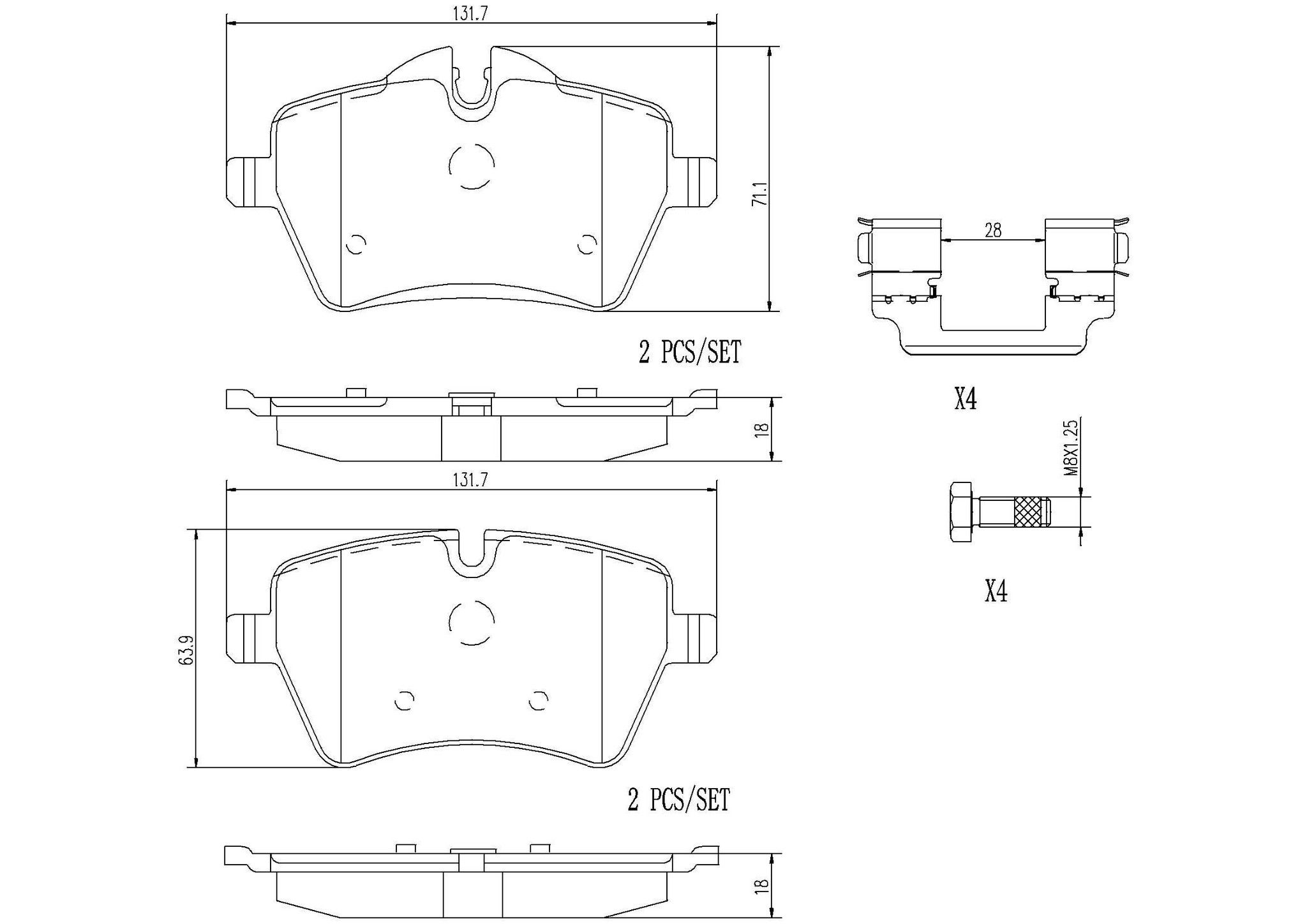 2015, 2014, 2013, 2012, 2011, 2010, 2009, 2008, 2007, 2006, 2005, 2004, 2003, 2002 Mini Cooper Disc Brake Pad Set