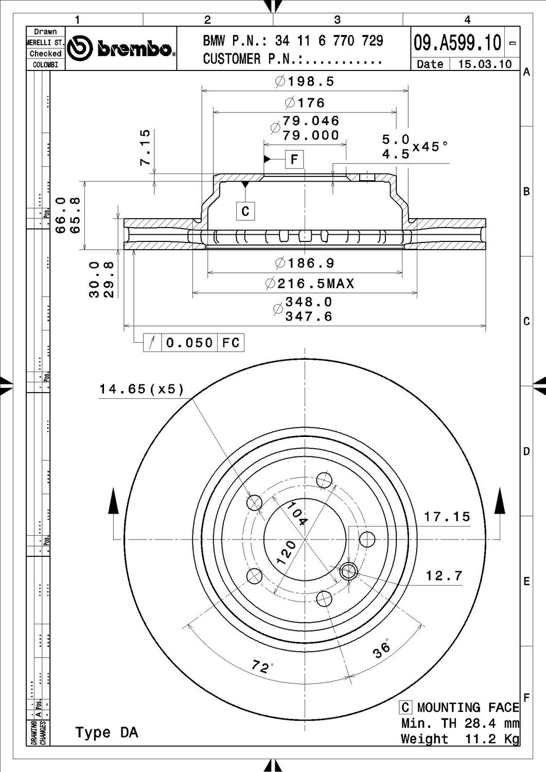 2015, 2014, 2013 BMW X1 Disc Brake Rotor