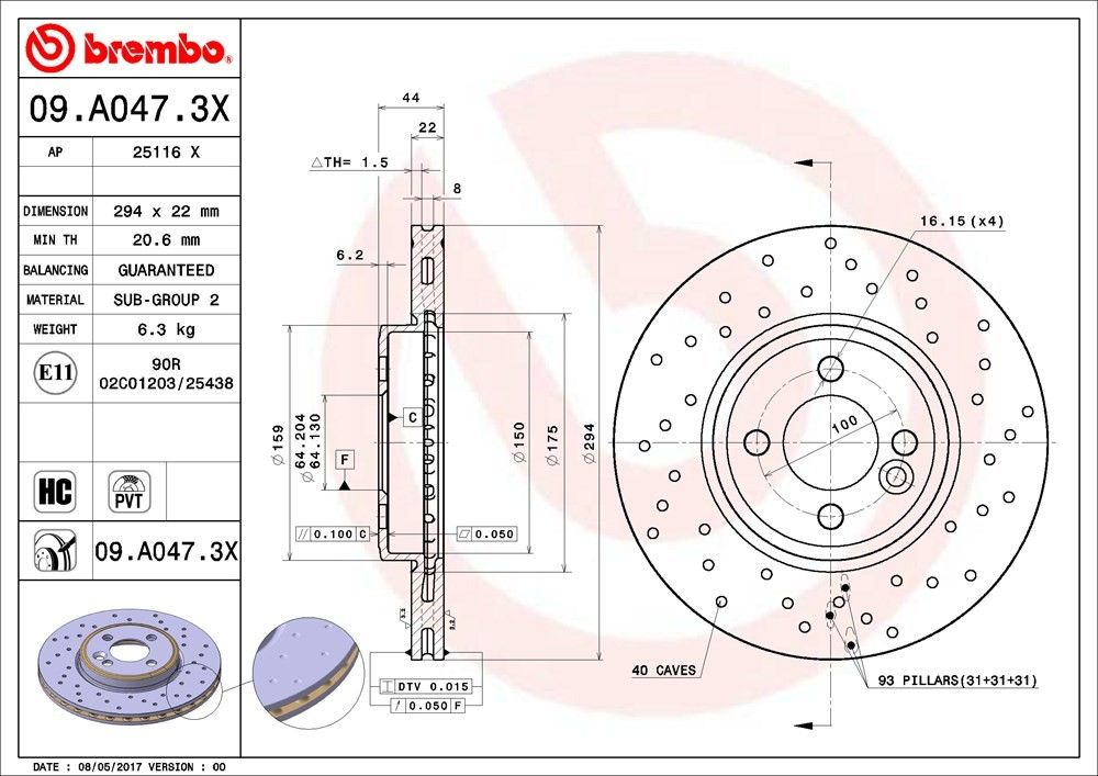 2015, 2014, 2013, 2012, 2011, 2010, 2009, 2008, 2007, 2006 Mini Cooper Disc Brake Rotor