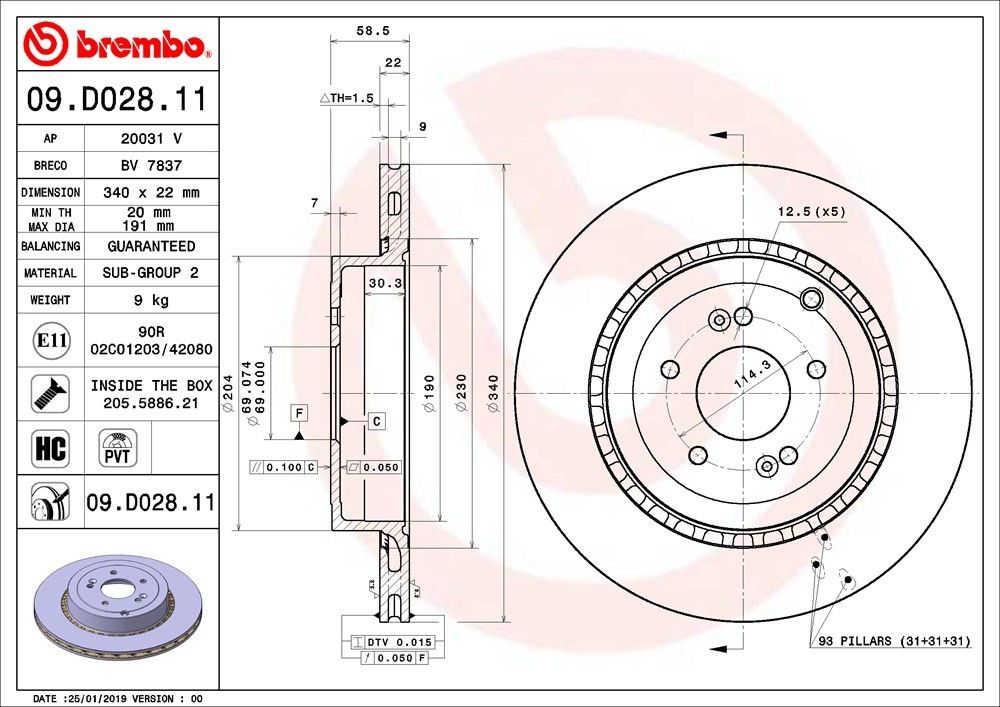 2024, 2023, 2022, 2021, 2020, 2019 Genesis G70 Disc Brake Rotor