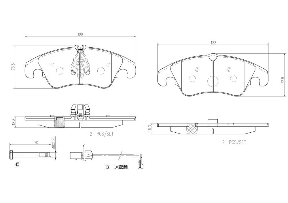 2016, 2015, 2014, 2013, 2012, 2011, 2010, 2009 Audi A4 Quattro Disc Brake Pad Set