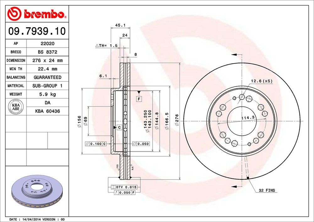 1998, 1997, 1996, 1995, 1994, 1993, 1992 Eagle Talon Disc Brake Rotor