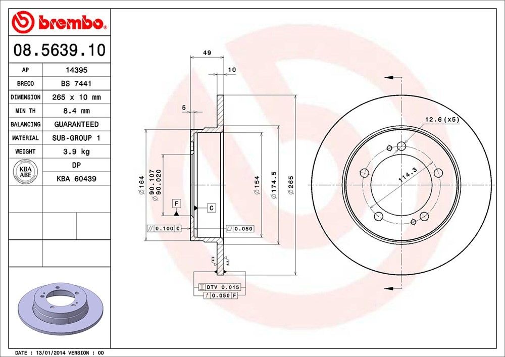1994, 1993, 1992, 1991, 1990 Eagle Talon Disc Brake Rotor