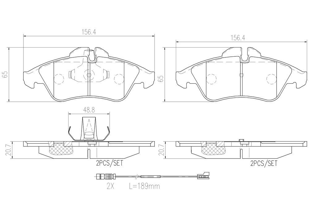 2006, 2005, 2004, 2003 Dodge Sprinter 3500 2500 Disc Brake Pad Set