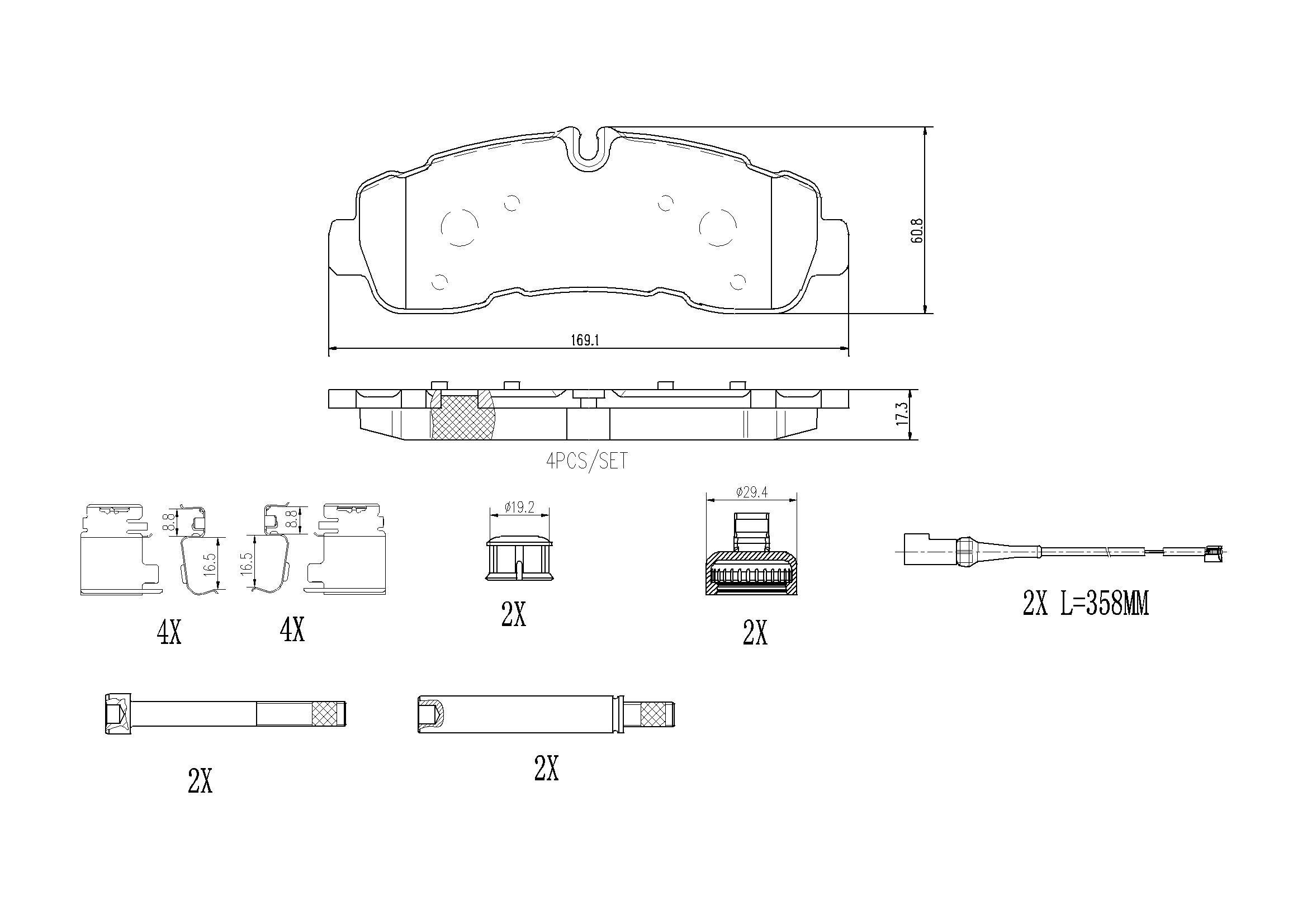 2022, 2021, 2020 Ford Transit-150 Disc Brake Pad Set