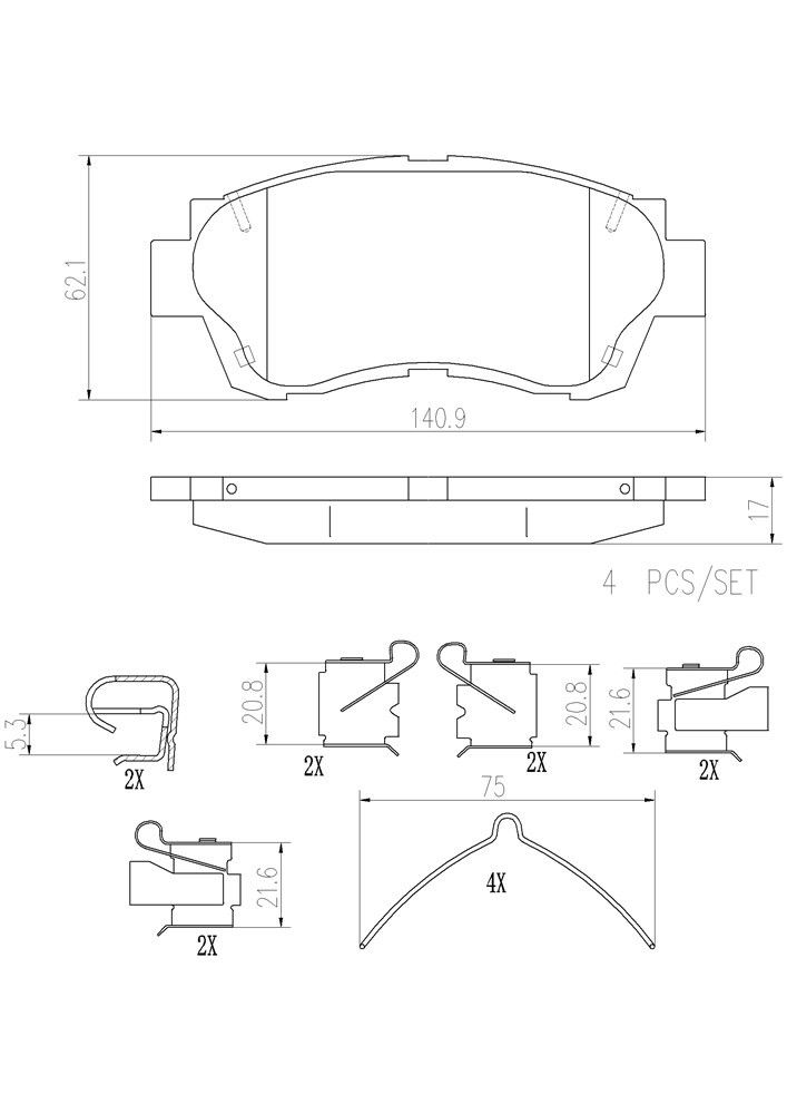 1996, 1995, 1994 Lexus ES300 Disc Brake Pad Set
