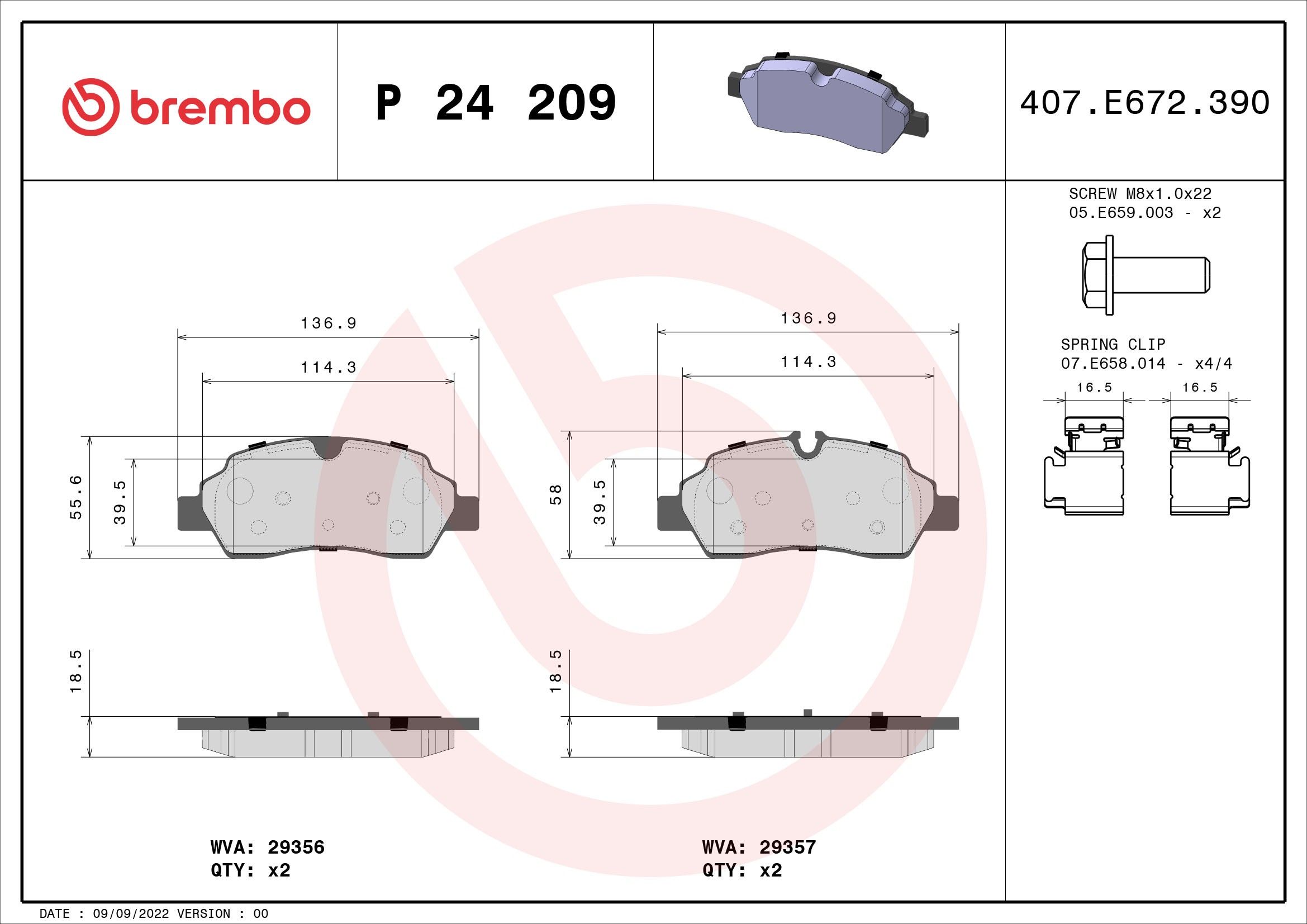 2019, 2018, 2017, 2016, 2015 Ford Transit-150 Disc Brake Pad Set