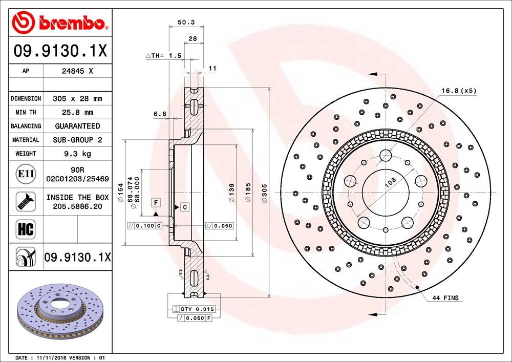 2006, 2005, 2004, 2003, 2002, 2001, 2000, 1999 Volvo S80 Disc Brake Rotor