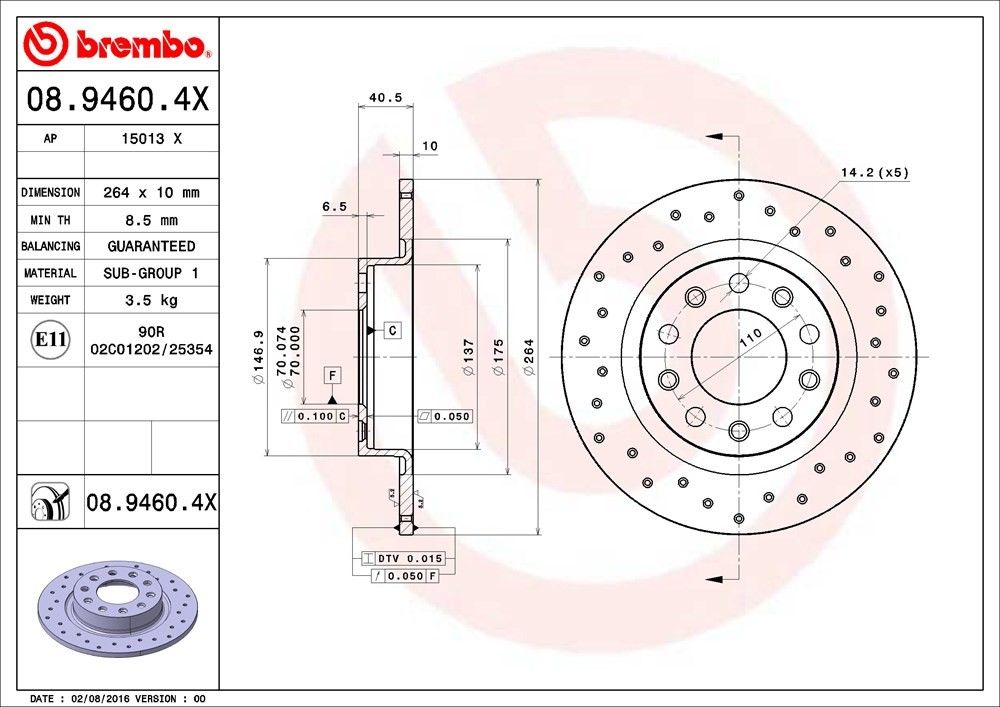 2016, 2015, 2014, 2013 Dodge Dart Disc Brake Rotor