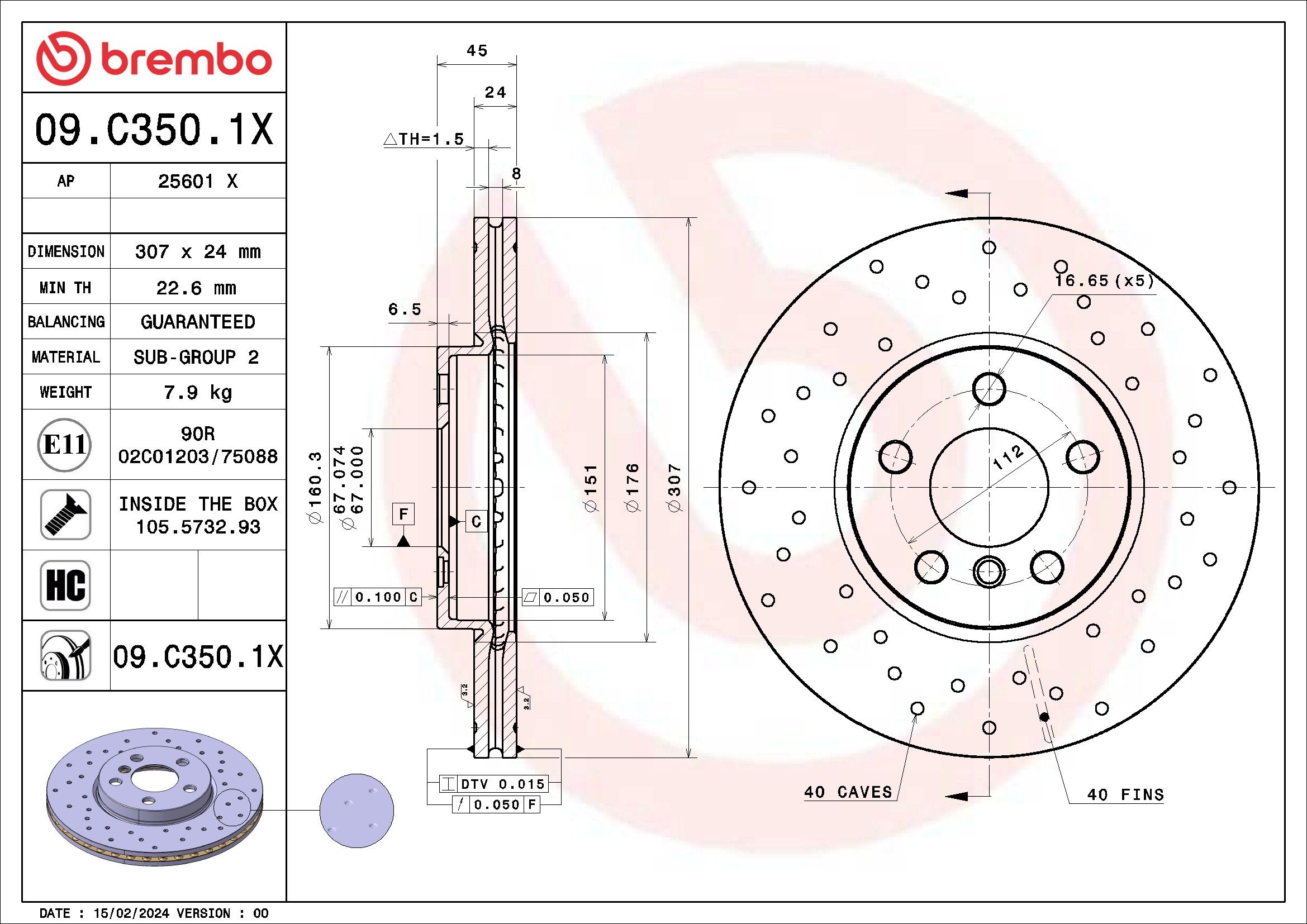 2023, 2022, 2021 Mini Cooper xDrive Gran Coupe Disc Brake Rotor