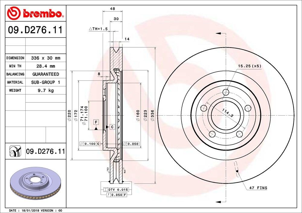 2014, 2013, 2012, 2011 Ford Mustang Disc Brake Rotor