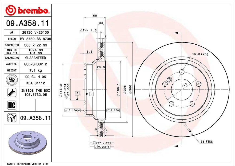 2015, 2014, 2013 Mercedes-Benz GLK250 2013-2015 Mercedes-Benz E500 Disc Brake Rotor