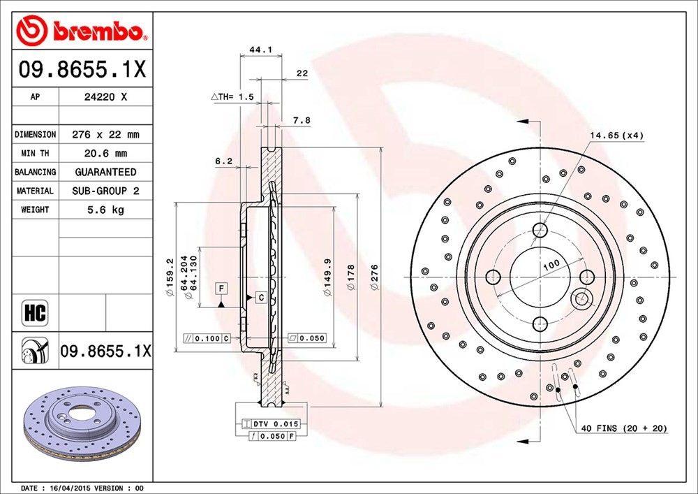 2007, 2006, 2005, 2004, 2003, 2002 Mini Cooper Disc Brake Rotor