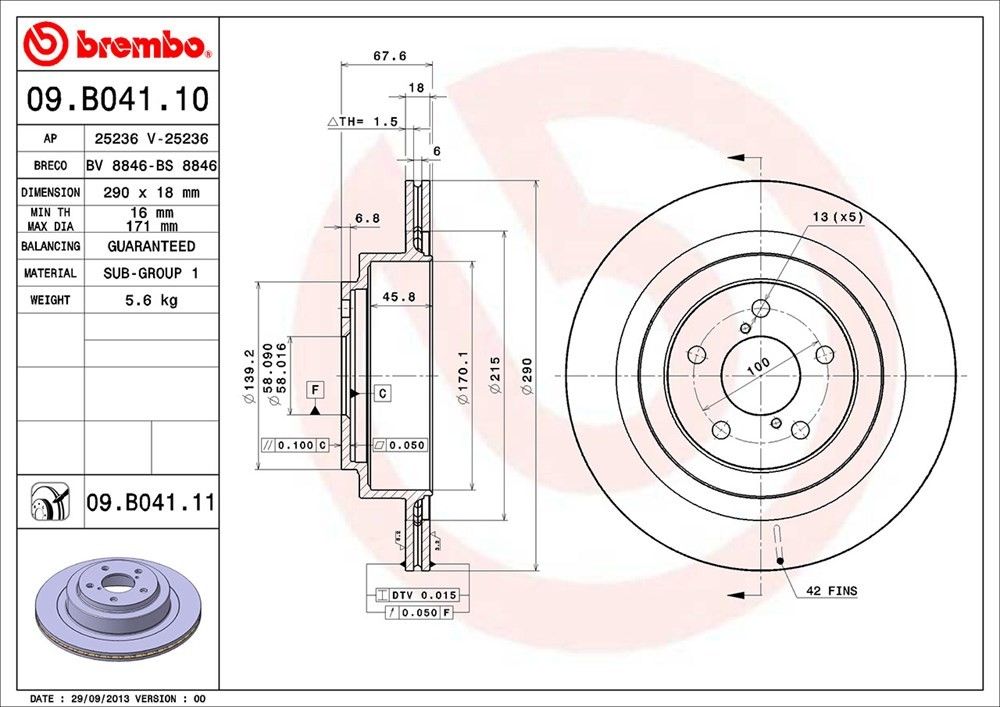 2009, 2008, 2007, 2006, 2005 Subaru Legacy Disc Brake Rotor
