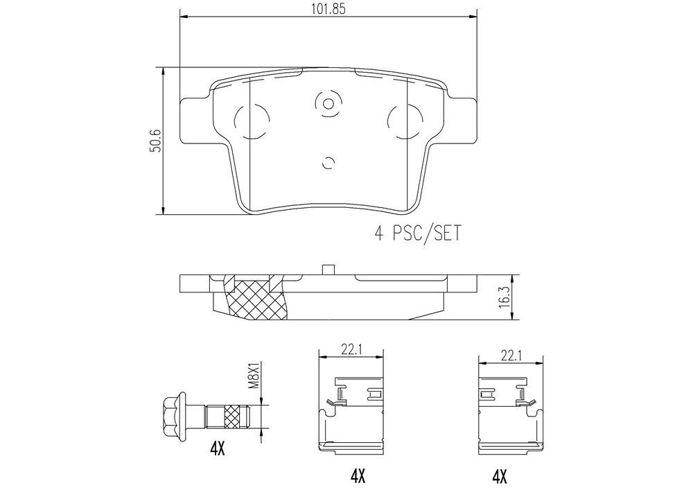 2009, 2008 Ford Taurus Hundred Disc Brake Pad Set