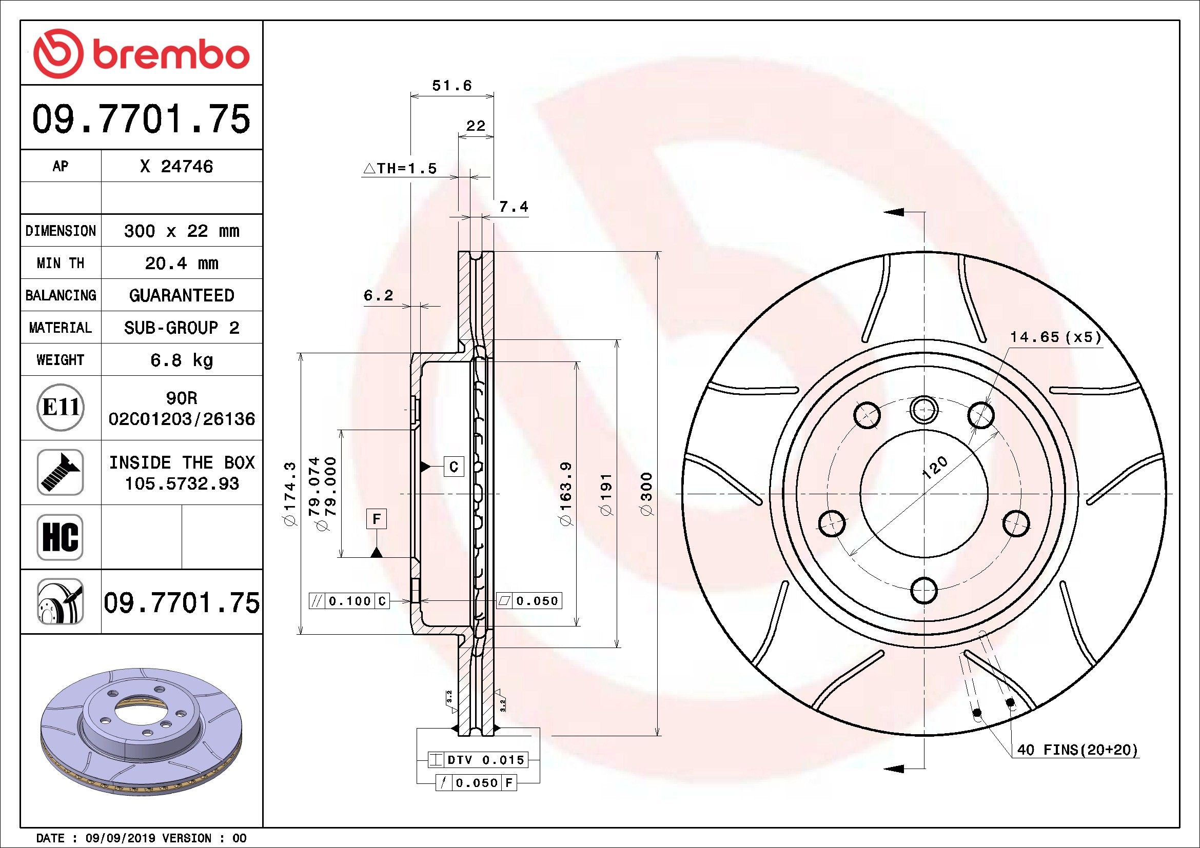 2003-2008 BMW 325Ci Disc Brake Rotor Brembo