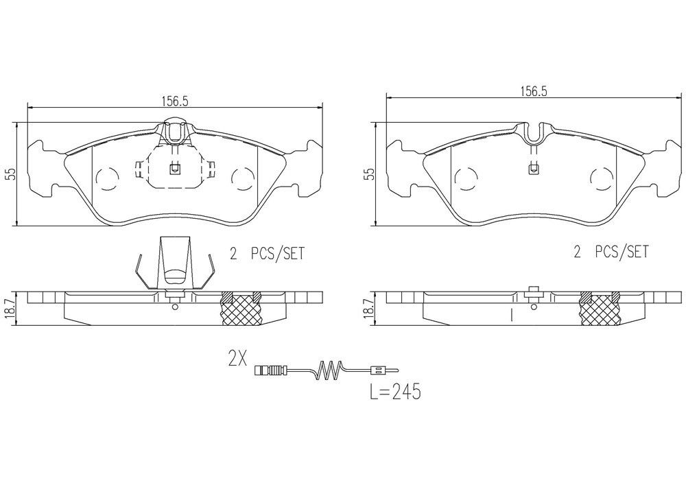 2006, 2005, 2004, 2003 Dodge Sprinter 3500 2500 Disc Brake Pad Set