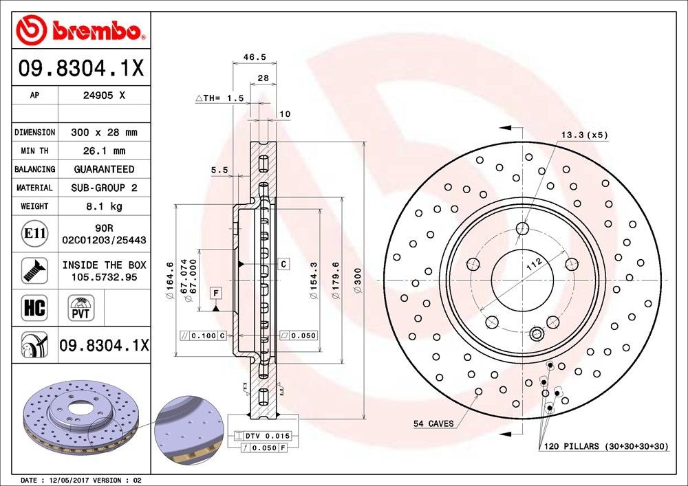 2008, 2007, 2006, 2005, 2004 Chrysler Crossfire Disc Brake Rotor