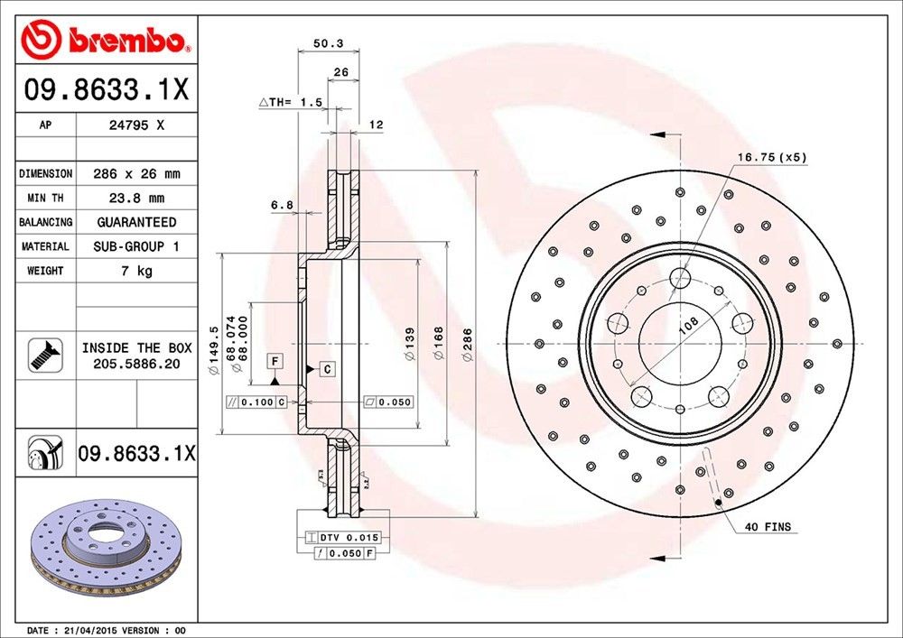 2006, 2005, 2004, 2003, 2002, 2001, 2000, 1999 Volvo S80 Disc Brake Rotor