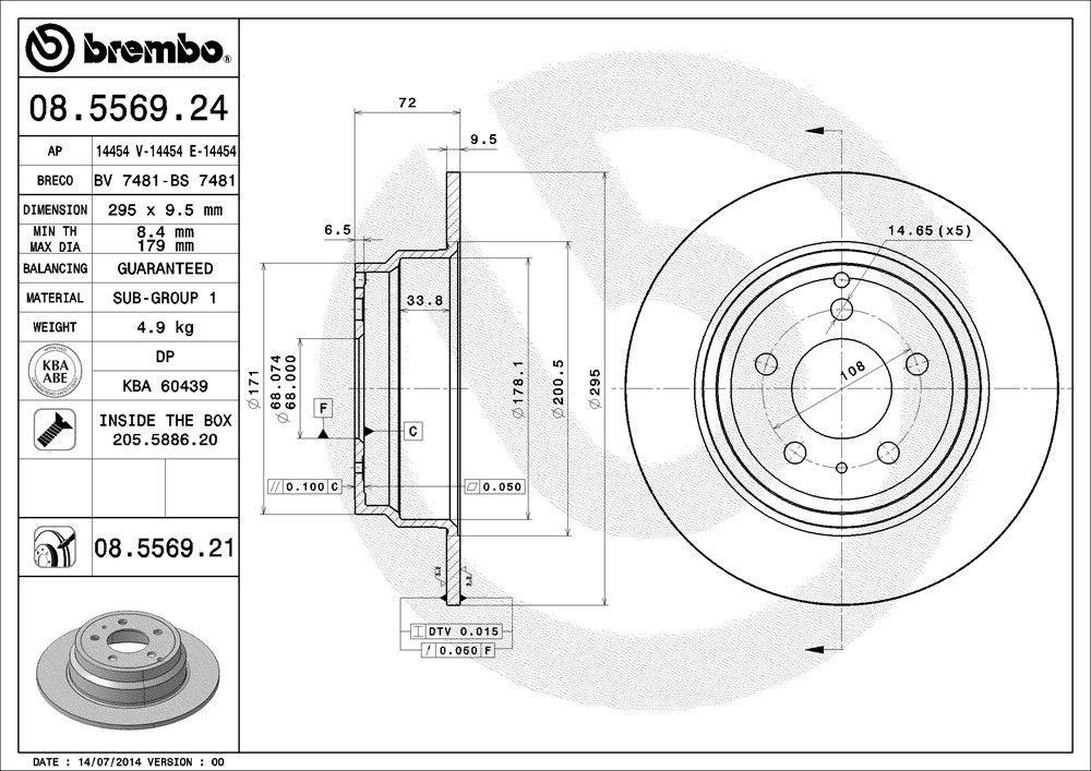 2004, 2003, 2002, 2001, 2000, 1999, 1998 Volvo C70 Disc Brake Rotor