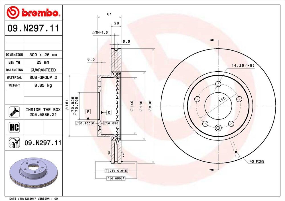 2018, 2017, 2016, 2015, 2014, 2013 Cadillac ATS Disc Brake Rotor